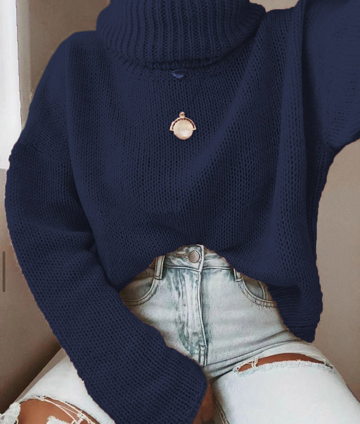 Damen Oversize Rollkragenpullover grobgestrickt mit weitem Schnitt Echoarchiv