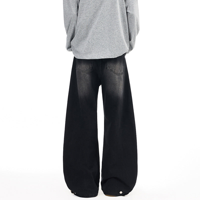 Herren Weitfallende Denim-Palazzo‑Hose mit skulpturalen Nahtpaneelen und bodenlangem Saum Echo Archiv