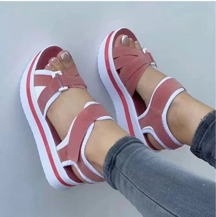 Damen  sportliche Keil-Sandalen mit verstellbaren Klettverschlüssen und gepolstertem Komfort-Fußbett Echo Archiv