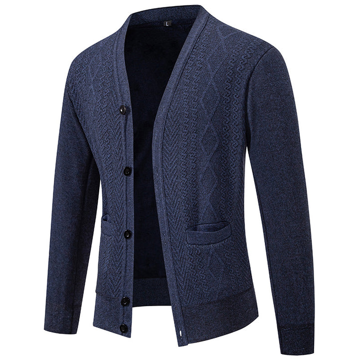 Herren Strickjacke mit strukturiertem Design und Knopfverschluss Echoarchiv