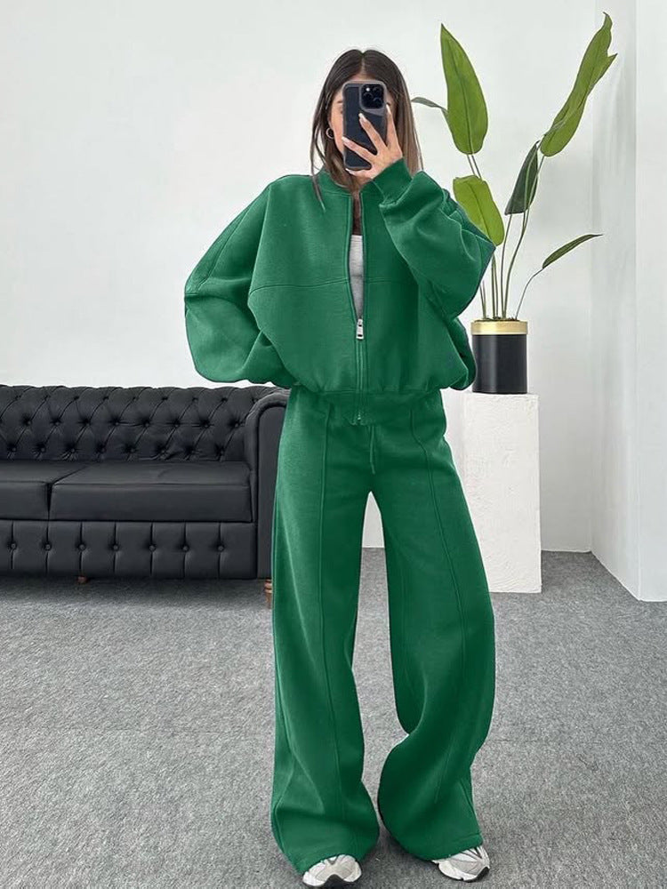 Damen nan Oversize Reißverschlussjacke mit weiter High-Waist Loungehose Set Echo Archiv