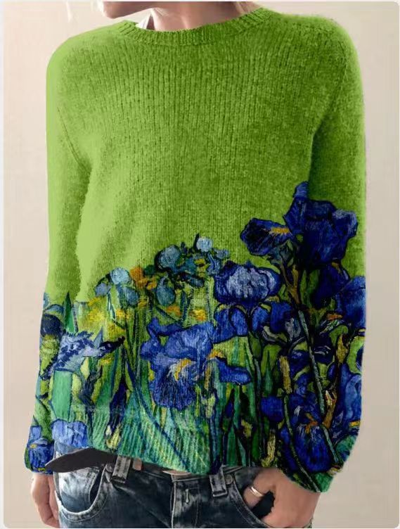 Echoarchiv | Gestrickter Damenpullover mit 3D-Blumenprint