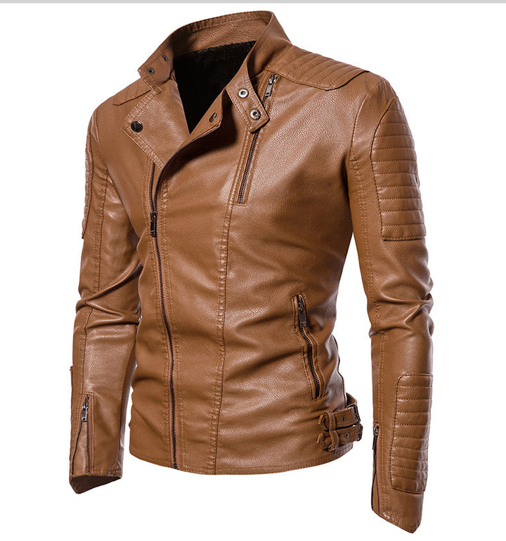 Herren Kunstleder‑Bikerjacke mit gesteppter Schulter‑ und Ärmelpartie – Valtoré