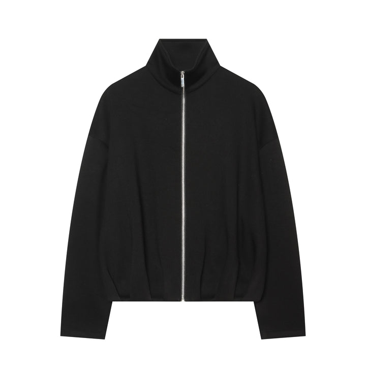 Damen Cropped‑Sweatjacke mit hohem Stehkragen, durchgehendem Reißverschluss und taillierter Tunnelzugsaum Echo Archiv