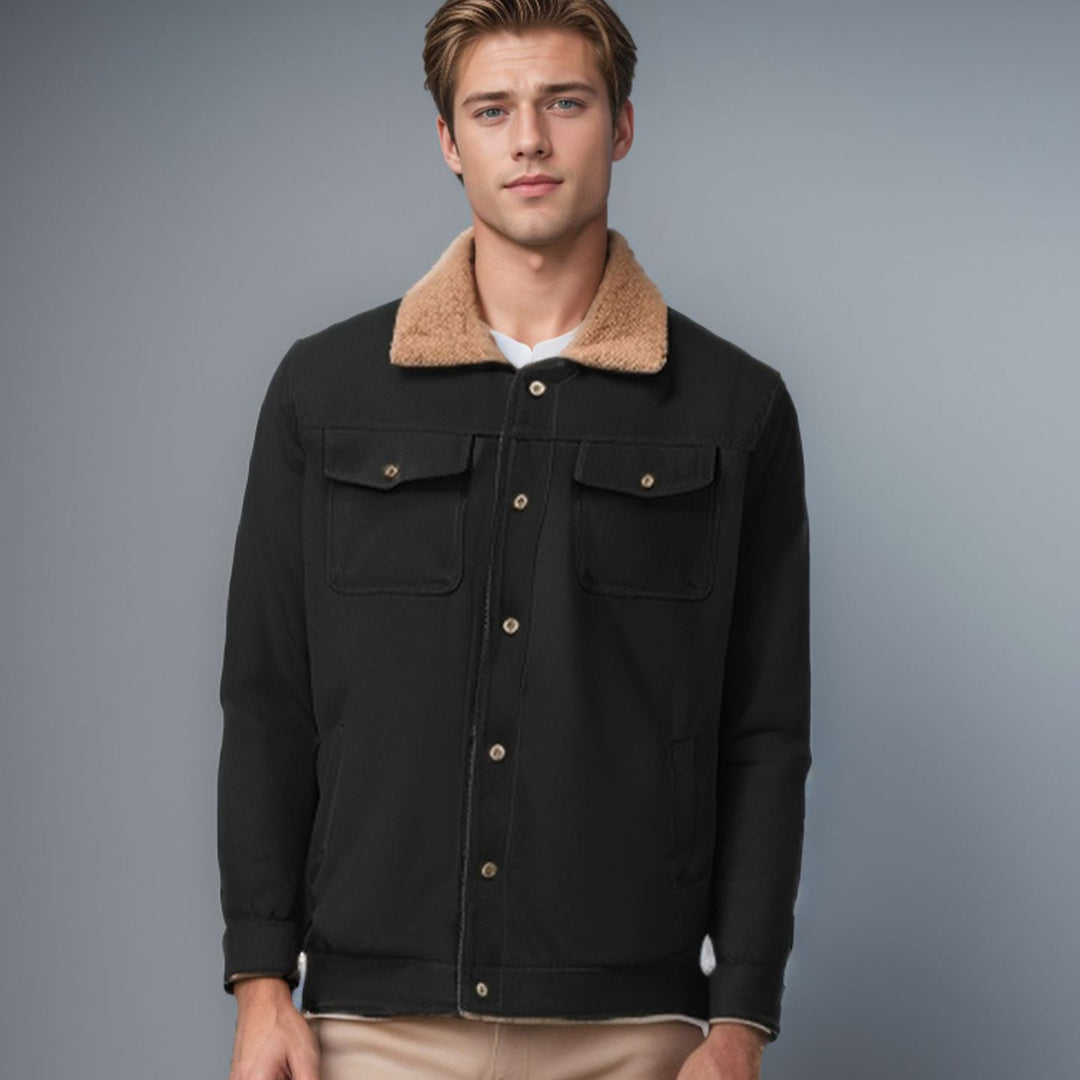 Herren schicke Arbeitsjacke mit weichem Kragen aus Kunstfell Echoarchiv