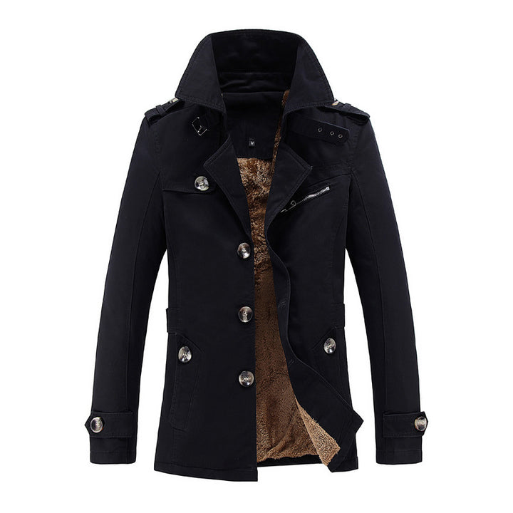 Herren nan legerer Baumwoll-Blazer mit Knopfleiste, aufgesetzten Taschen und gestreiftem Innenfutter Echo Archiv