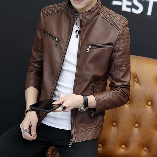 Herren Kunstlederjacke im modernen Biker-Stil Echoarchiv