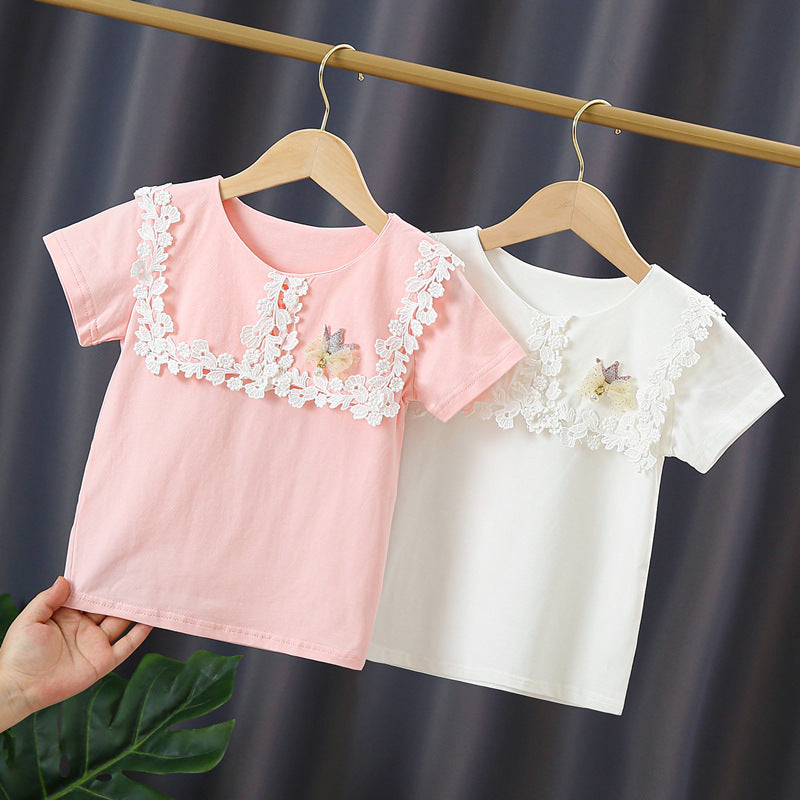 Mädchen T-Shirt mit eleganter Spitzenverzierung Echo Archiv