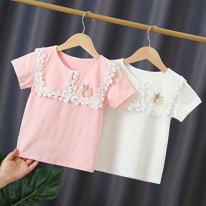 Mädchen T-Shirt mit eleganter Spitzenverzierung Echo Archiv