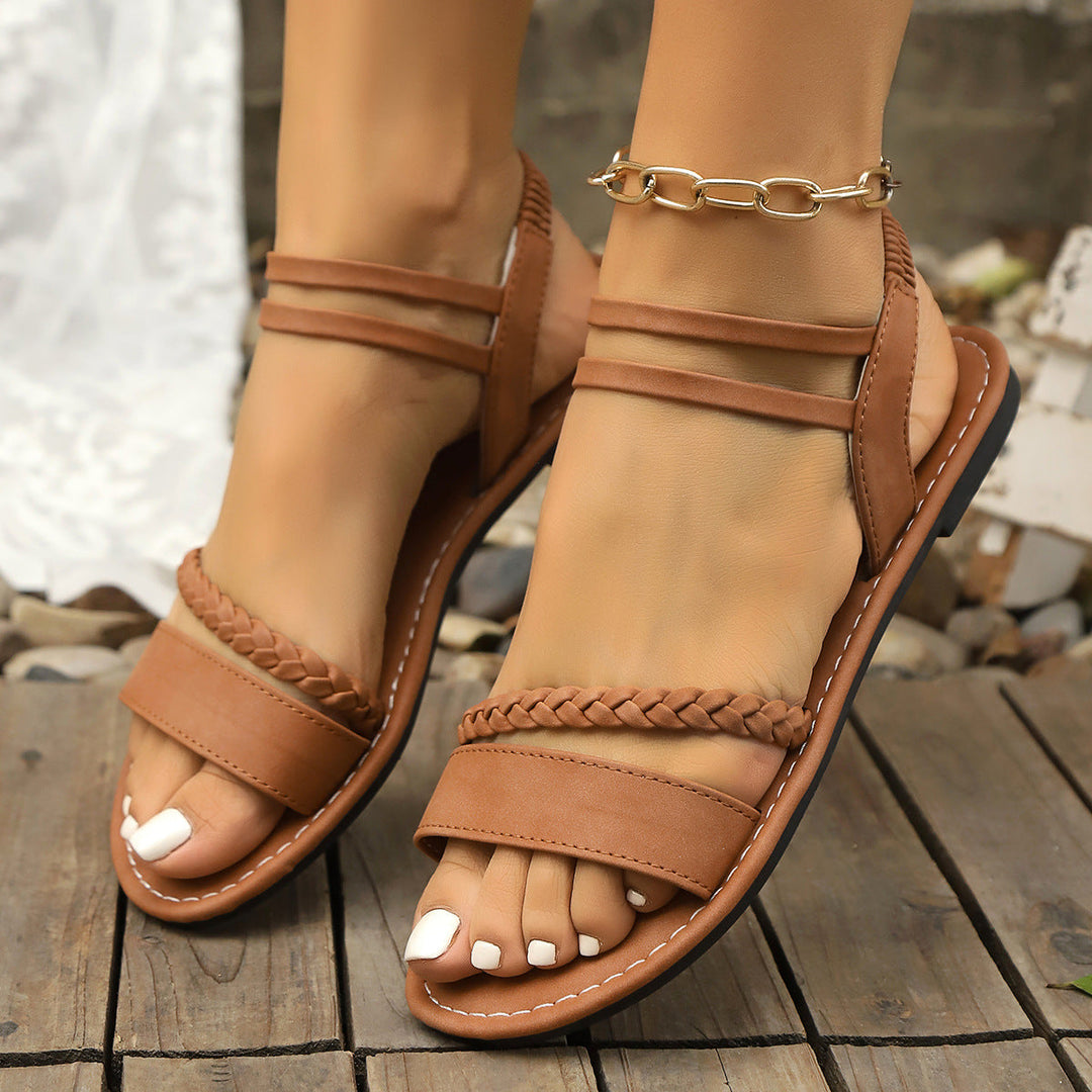 Damen Geflochtene Riemchensandalen mit feinem Fußbett und rutschfester Sohle Echoarchiv