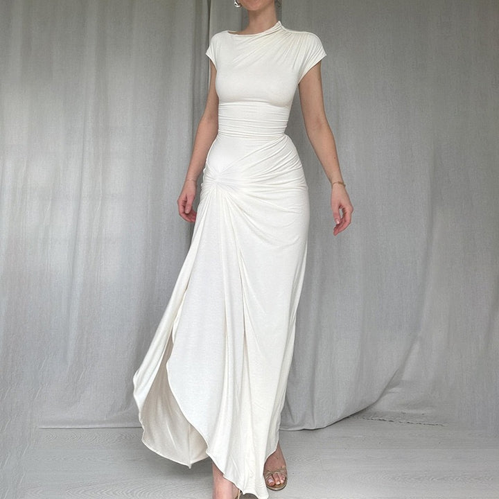 Damen Elegantes Maxikleid mit asymmetrischem Schnitt und dekorativer Drapierung Echo Archiv