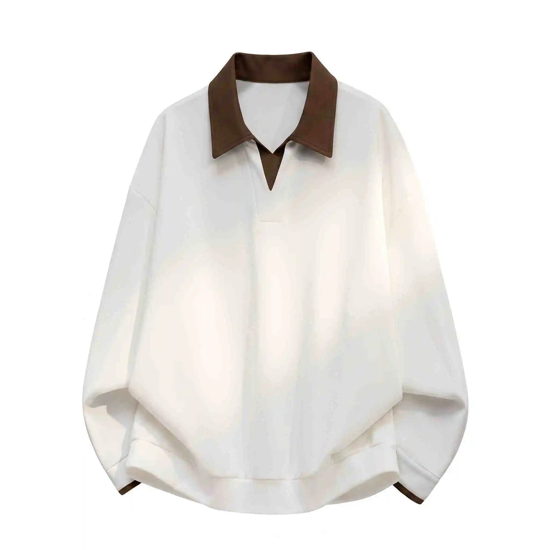 Damen Boxy-Polo-Sweatshirt mit kontrastiertem Spitzkragen Echoarchiv