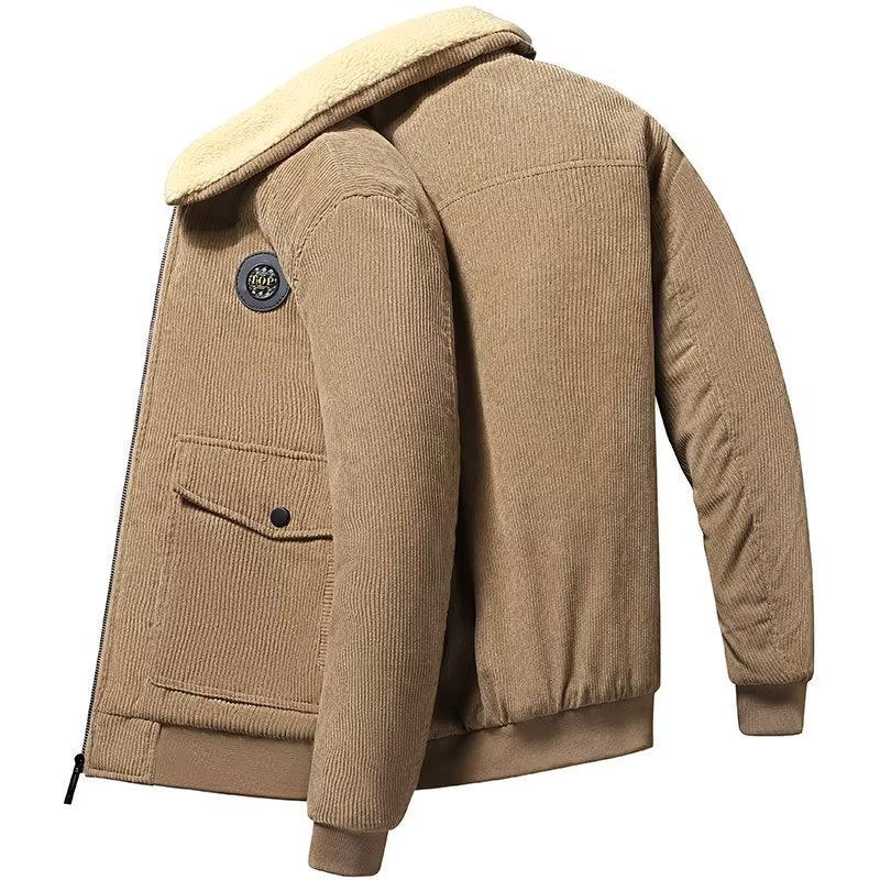 Herren Cord-Workerjacke mit Teddyfutter, Reißverschluss und Pattentasche Echoarchiv