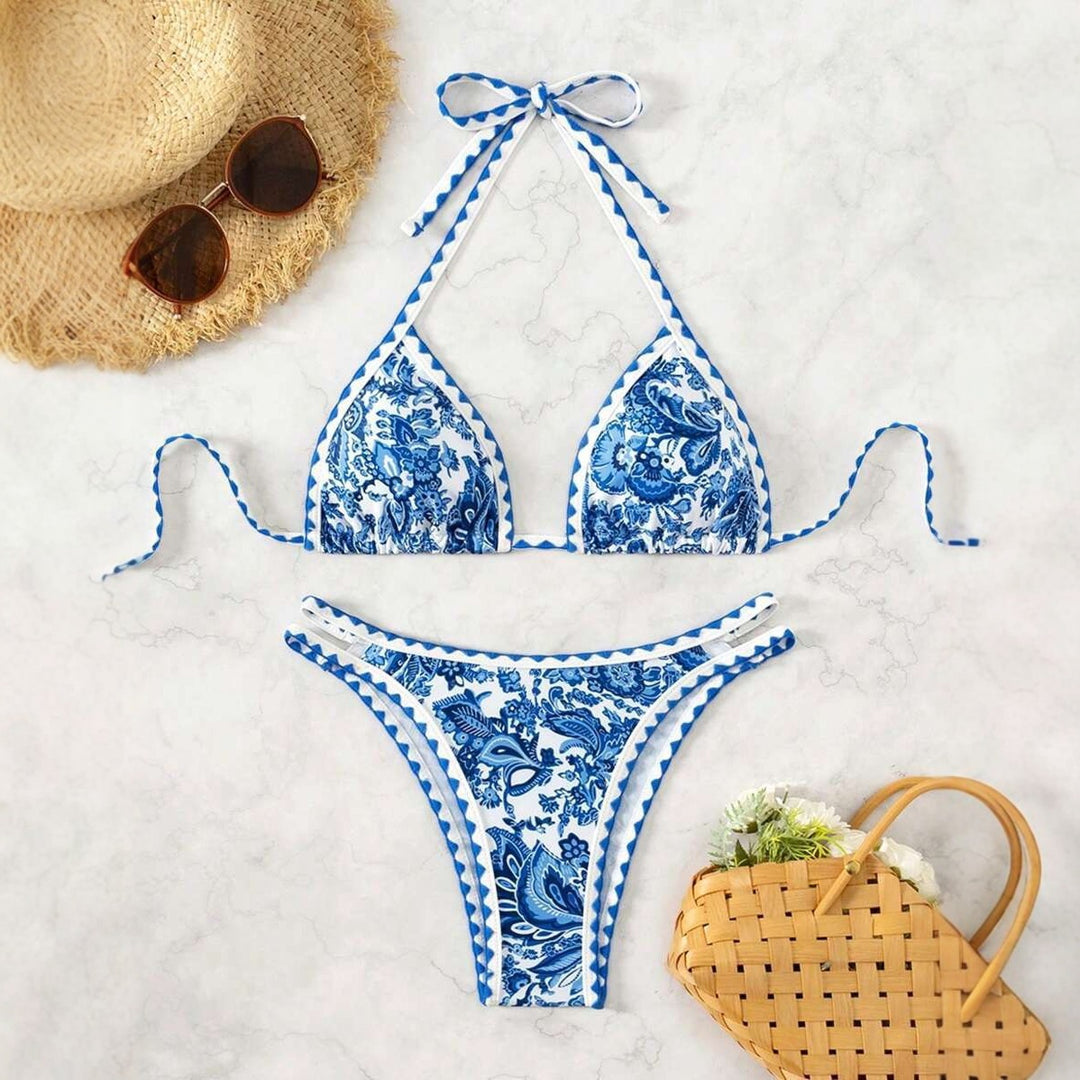 Damen Triangel-Bikini mit einzigartigem Paisleymuster und verstellbaren Trägern Echo Archiv
