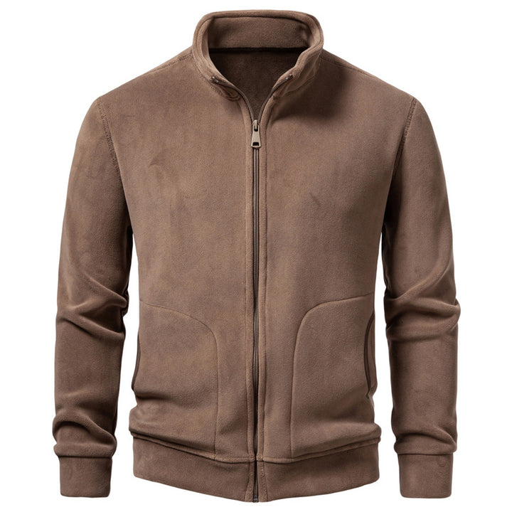Herren Slim-Fit Fleecejacke mit Stehkragen, durchgehendem Reißverschluss und Eingrifftaschen Echo Archiv