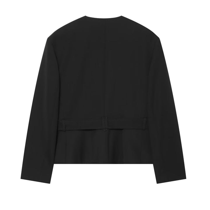 Damen Taillierte Cropped‑Jacke mit Gürtel, Pattentaschen und Rundhals Echo Archiv