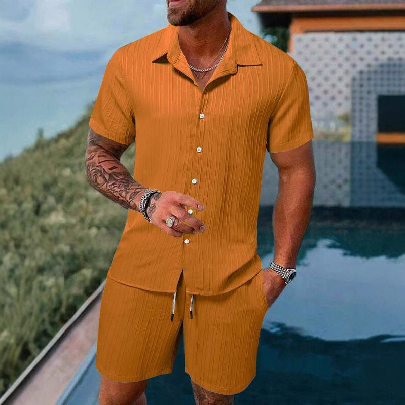 Herren Kurzarm Hemd und Shorts im Streifenlook Echoarchiv