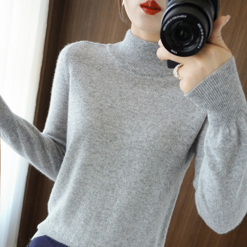 Damen Mockneck-Pullover aus flauschigem Angora-Mix mit legerer Ballonärmel-Silhouette Echoarchiv