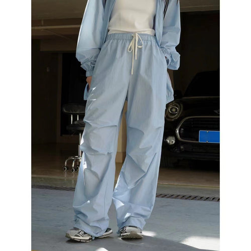 Damen Weite Nylon-Loungehose mit Tunnelzug und elastischem Bund Echoarchiv