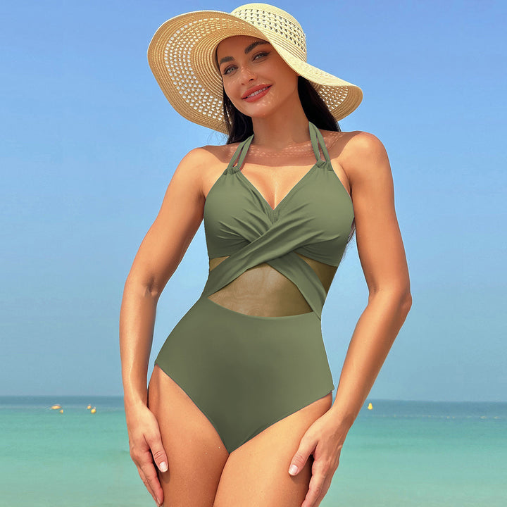 Damen Einteiliger Badeanzug mit stylishen Mesh-Elementen Echo Archiv