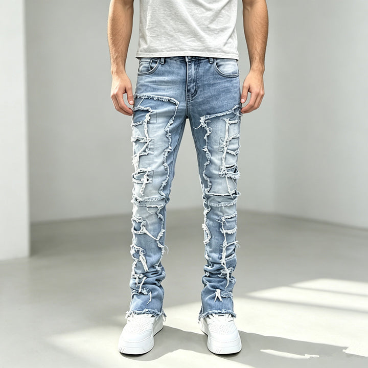 Herren Modische Ripped Jeans mit kreativen Destroyed-Details Echoarchiv