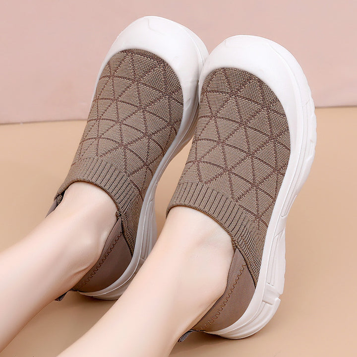 Damen nan atmungsaktiver Strick-Slip-On Freizeitschuh mit diamantstrukturierter Oberfläche, stoßdämpfender Leichtsohle und verstärkter Zehenkappe Echo Archiv