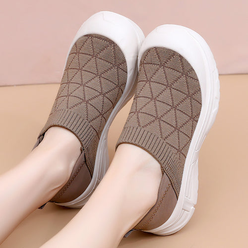 Damen nan atmungsaktiver Strick-Slip-On Freizeitschuh mit diamantstrukturierter Oberfläche, stoßdämpfender Leichtsohle und verstärkter Zehenkappe Echo Archiv