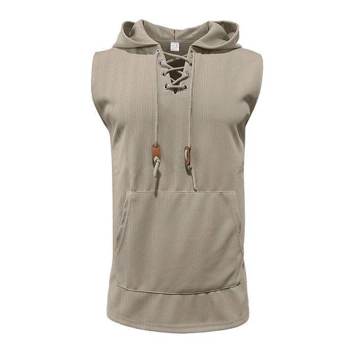 Herren Ärmelloses Sport-Tanktop mit Kapuze und Schnürung Echoarchiv