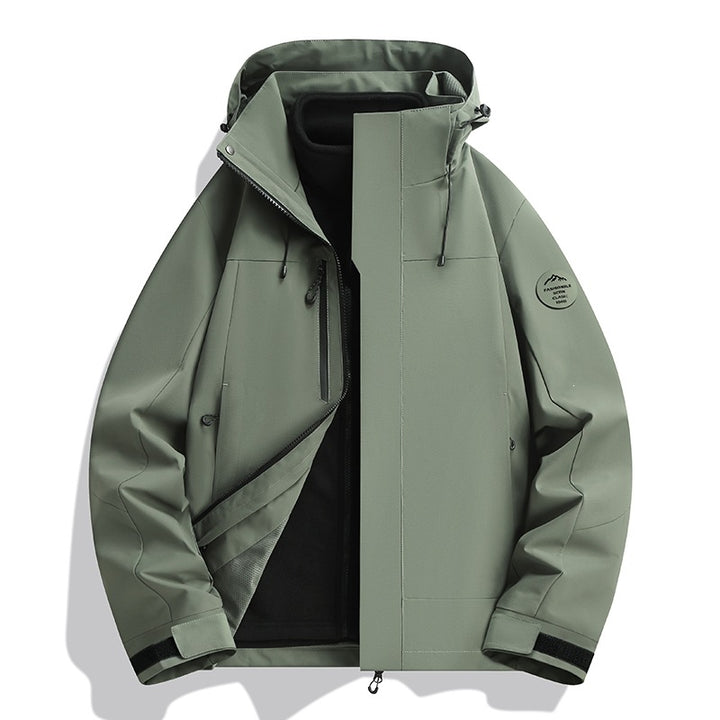 Herren Wetterfeste Softshelljacke mit Fleece‑Innenfutter, verstellbarer Kapuze & Reißverschluss‑Brusttasche Echoarchiv