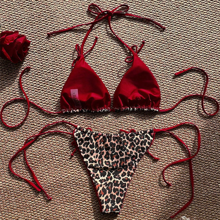 Damen Triangel-Bikini mit verspieltem Animal-Print und eleganten Bindebändern Echo Archiv