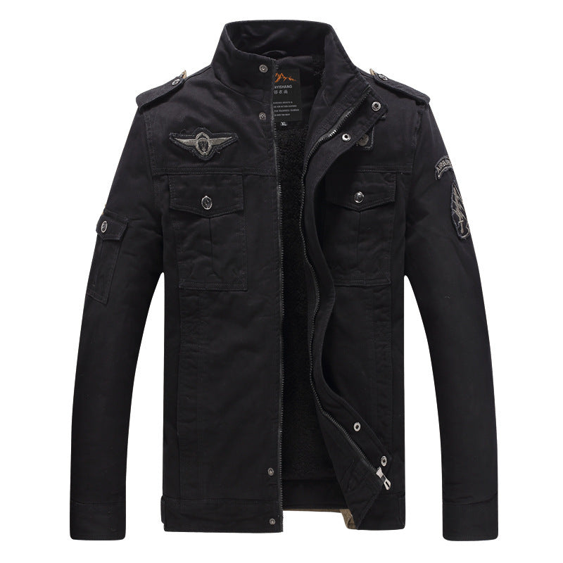 Herren Canvas-Fieldjacke mit Sherpa-Innenfutter, Utility-Taschen und Stehkragen – Taviero
