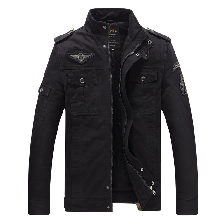 Herren Canvas-Fieldjacke mit Sherpa-Innenfutter, Utility-Taschen und Stehkragen – Taviero