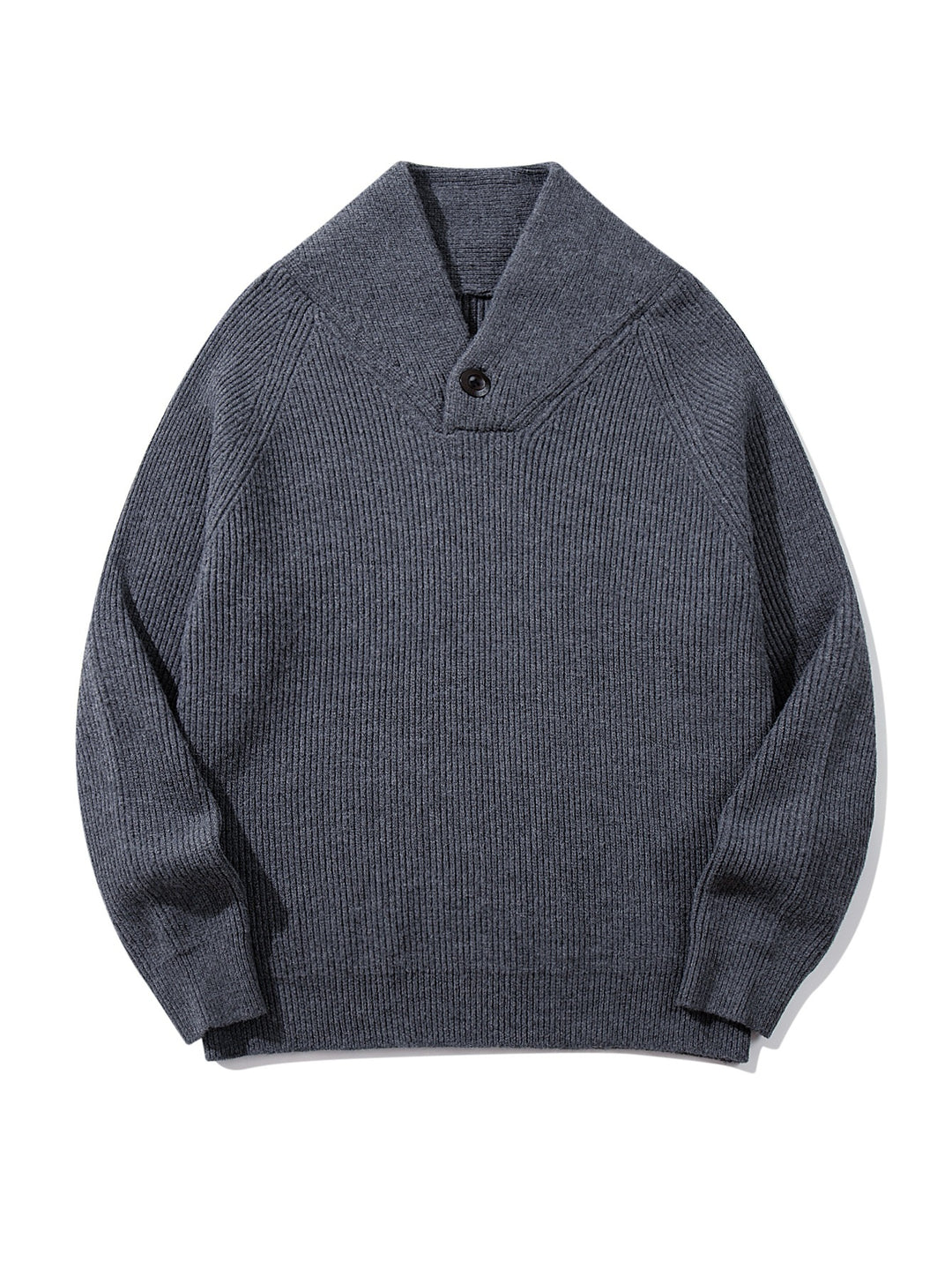 Unisex Gerippter Shawlkragen-Pullover mit Ein-Knopf-Detail Echoarchiv