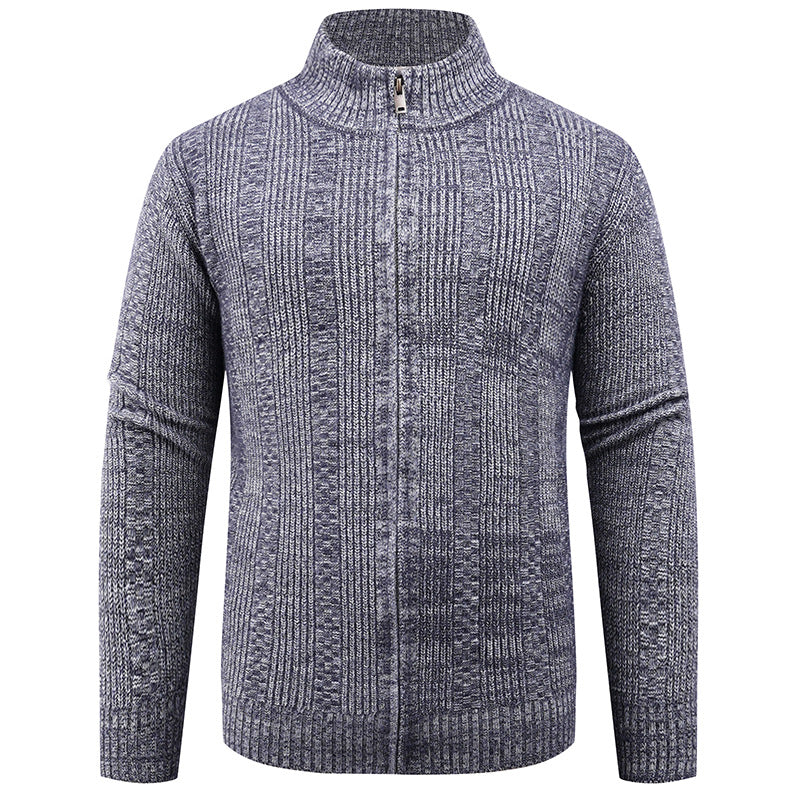 Herren Strickjacke mit modernem Reißverschluss und Zopfmuster Echoarchiv