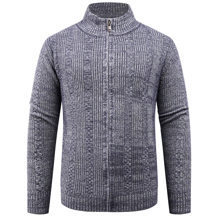 Herren Strickjacke mit modernem Reißverschluss und Zopfmuster Echoarchiv