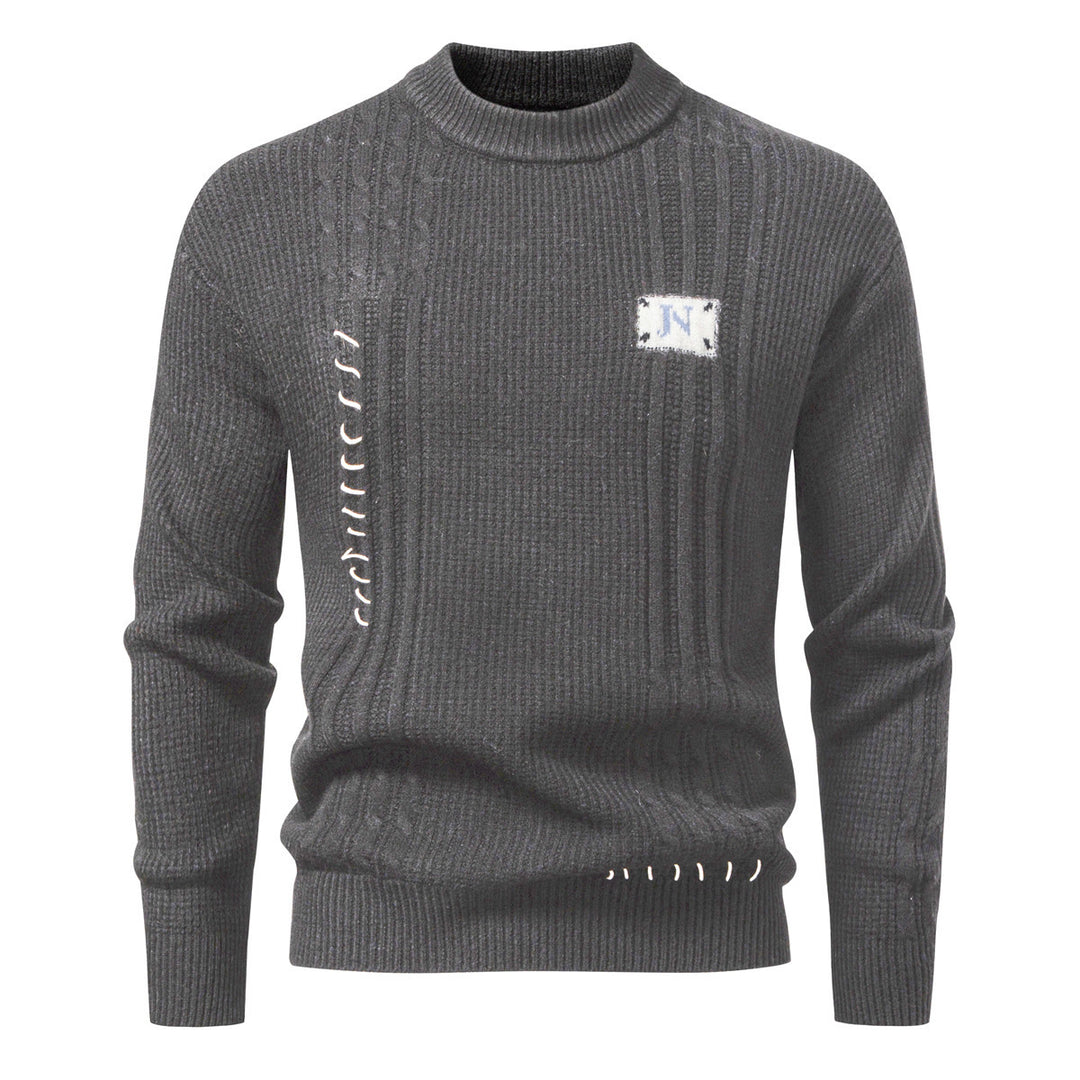 Herren Strukturiertes Rippstrick-Pullover mit Ziernähten und Logo‑Patch Echo Archiv