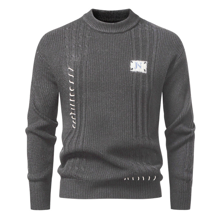 Herren Strukturiertes Rippstrick-Pullover mit Ziernähten und Logo‑Patch Echo Archiv
