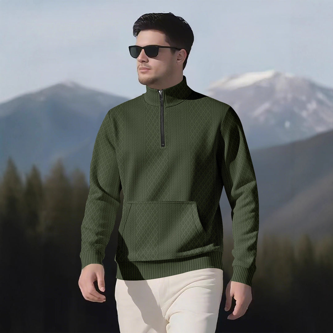 Herren modischer Fleece-Pullover mit hohem Kragen und Reißverschluss Echoarchiv
