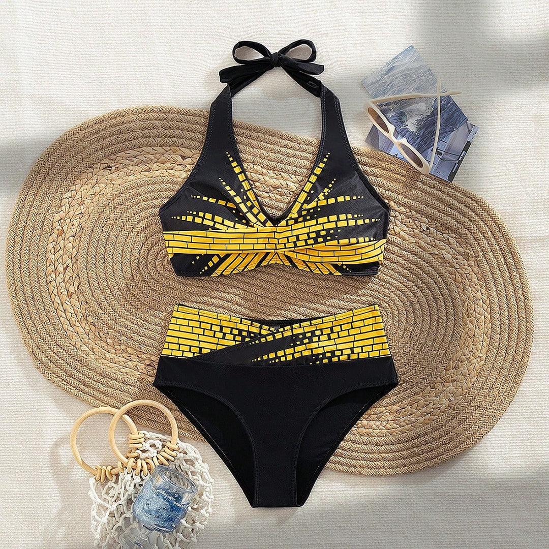 Damen Triangel-Bikini mit modischem Schnitt und graphischem Design Echo Archiv