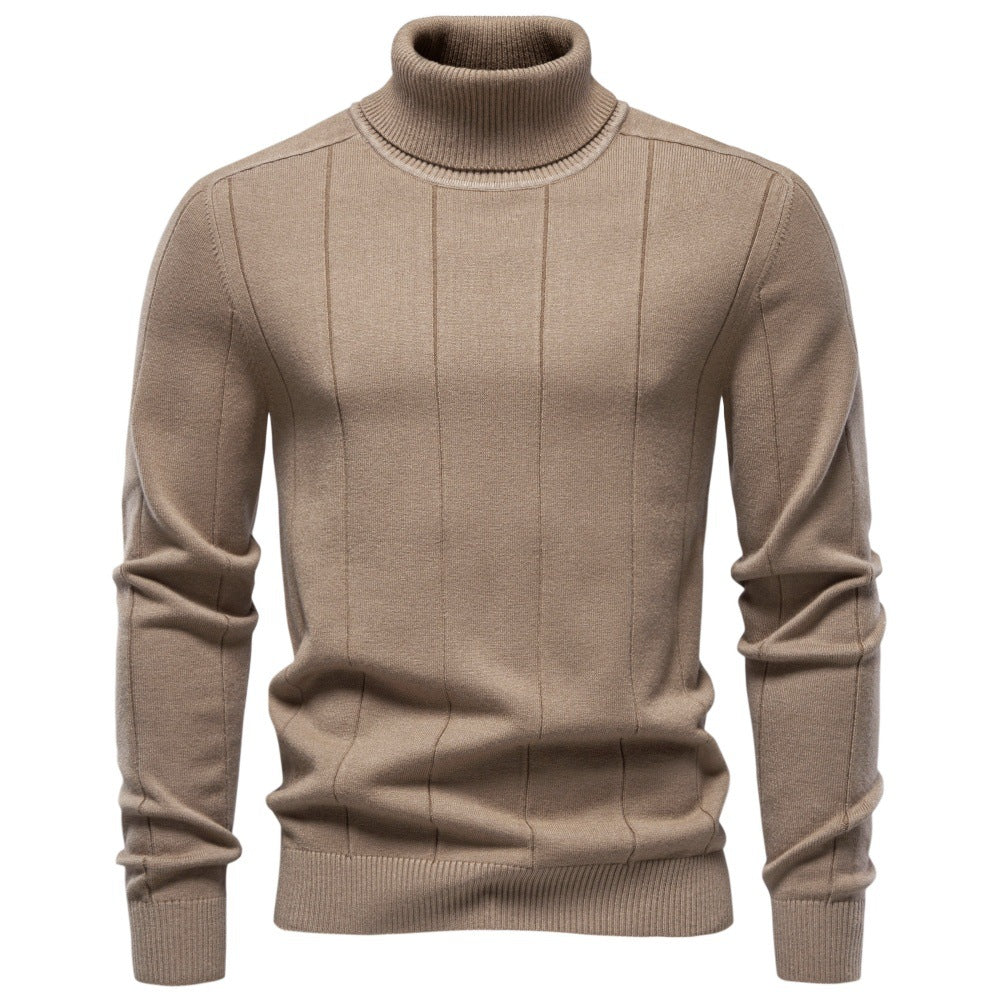 Herren Rollkragenpullover aus hochwertigem Feinstrick mit vertikaler Strukturnaht Echoarchiv