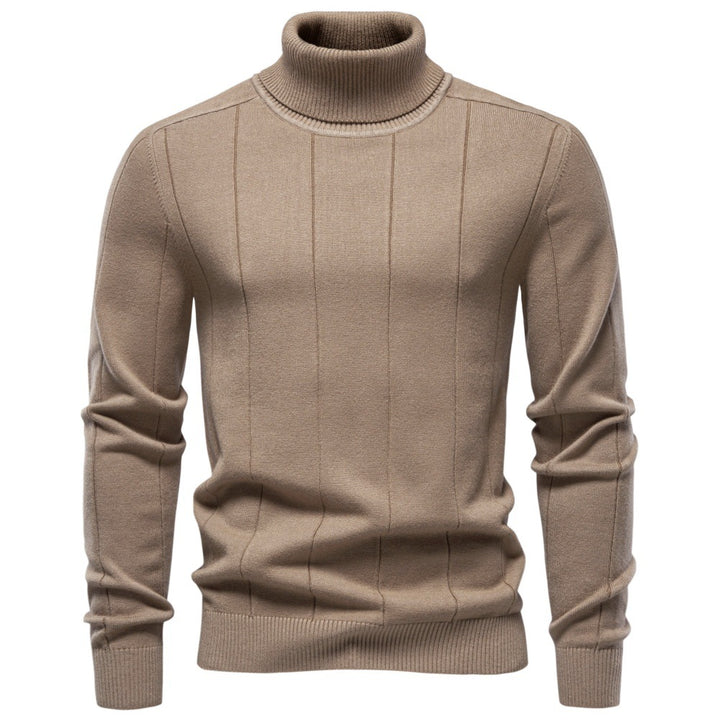 Herren Rollkragenpullover aus hochwertigem Feinstrick mit vertikaler Strukturnaht Echoarchiv