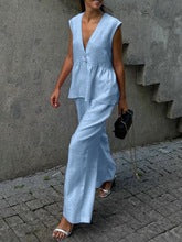 Damen luftiger Jumpsuit mit V-Ausschnitt und fließendem Schnitt Echo Archiv