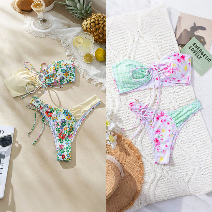 Damen Fröhlicher Blumendruck Bikini Echo Archiv