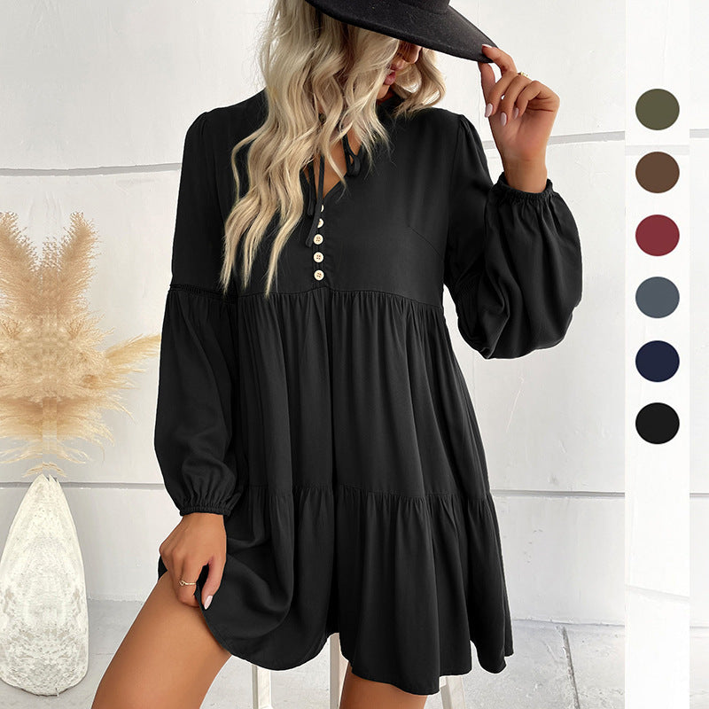 Damen Fließendes Hemdblusenkleid mit Rüschen Echo Archiv