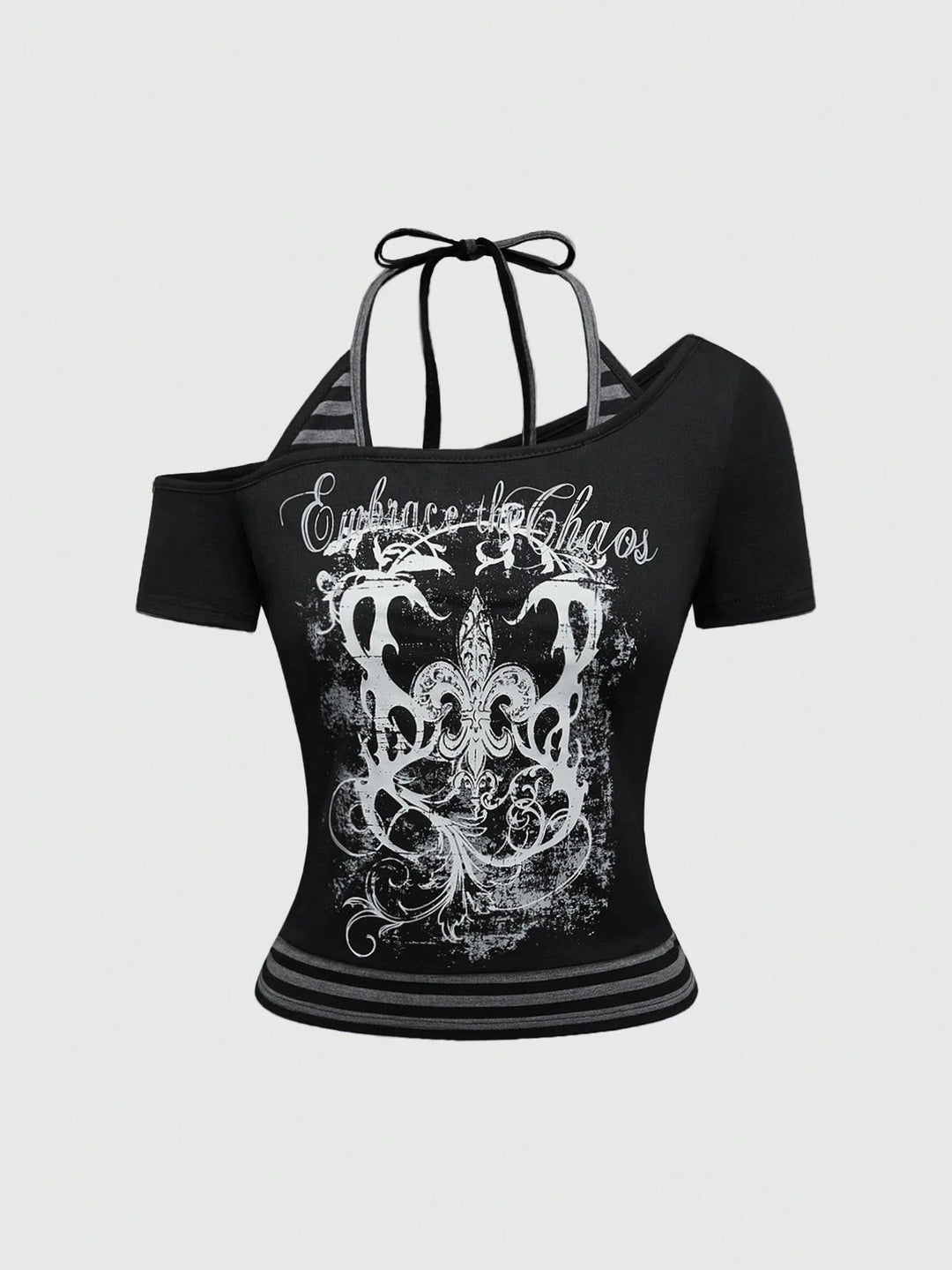 Damen Off-Shoulder Top mit grafischem Design Echo Archiv