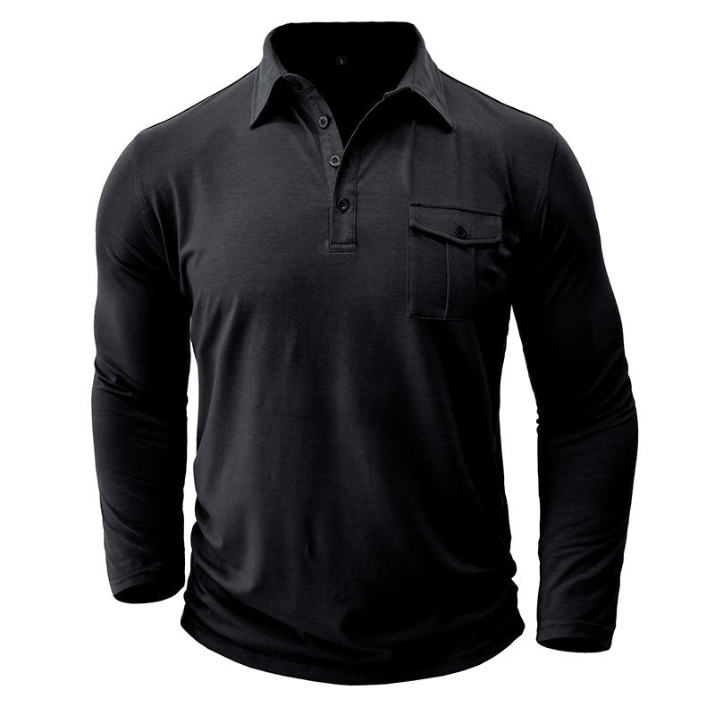 Herren Langarm Poloshirt mit praktischer Brusttasche und modernem Schnitt Echoarchiv