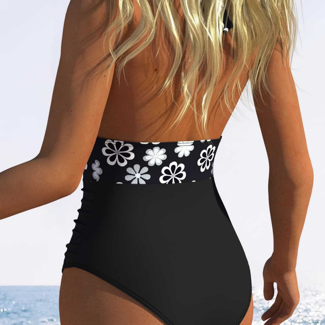 Damen Hochgeschnittener Badeanzug mit floralem Design Echo Archiv