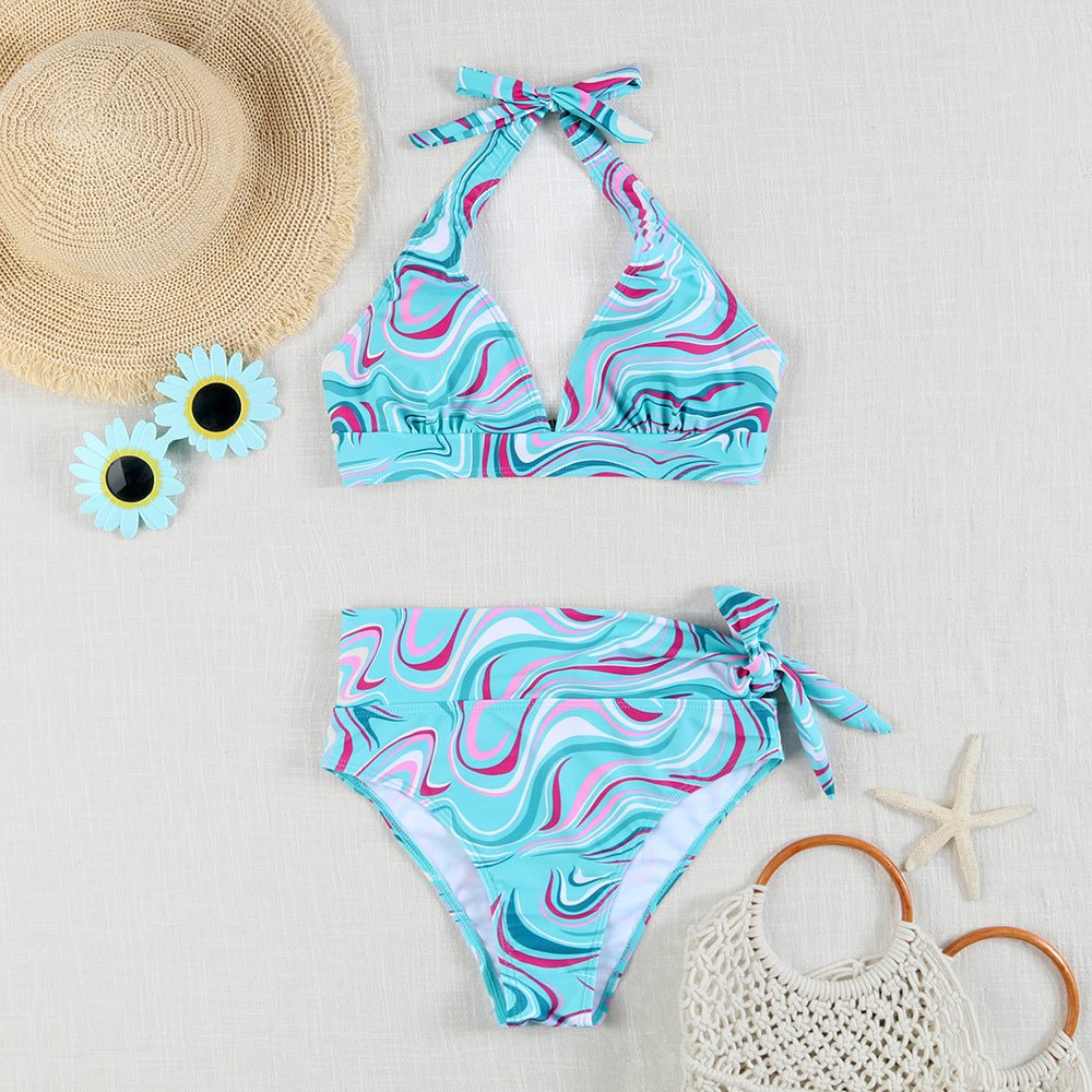 Damen Triangel-Bikini mit verstellbaren Bindebändern und floralem Design Echo Archiv