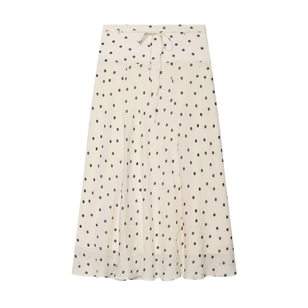 Damen Leichter Midirock mit hoher Taille, A‑Linie und Bindegürtel Echo Archiv