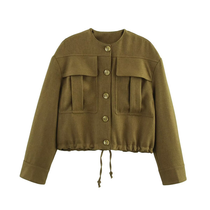 Damen Cropped Fieldjacke mit aufgesetzten Pattentaschen und Kordelzug Echo Archiv